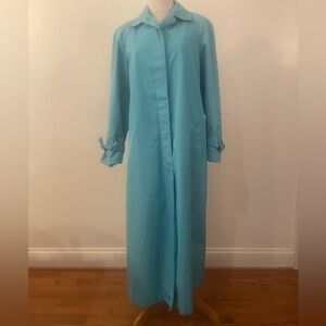 Vintage London Fog Light Teal Blue Trench Coat size 12 lightweight raincoat